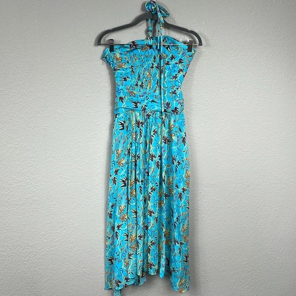 NWT ALC Violet Silk Halter Midi Dress Handkerchief Hem Grotto Floral Sz 8 - Picture 7 of 14